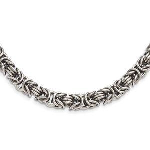 Men's Stainless Steel 7mm Byzantine Link Chain Necklace 18 Inch